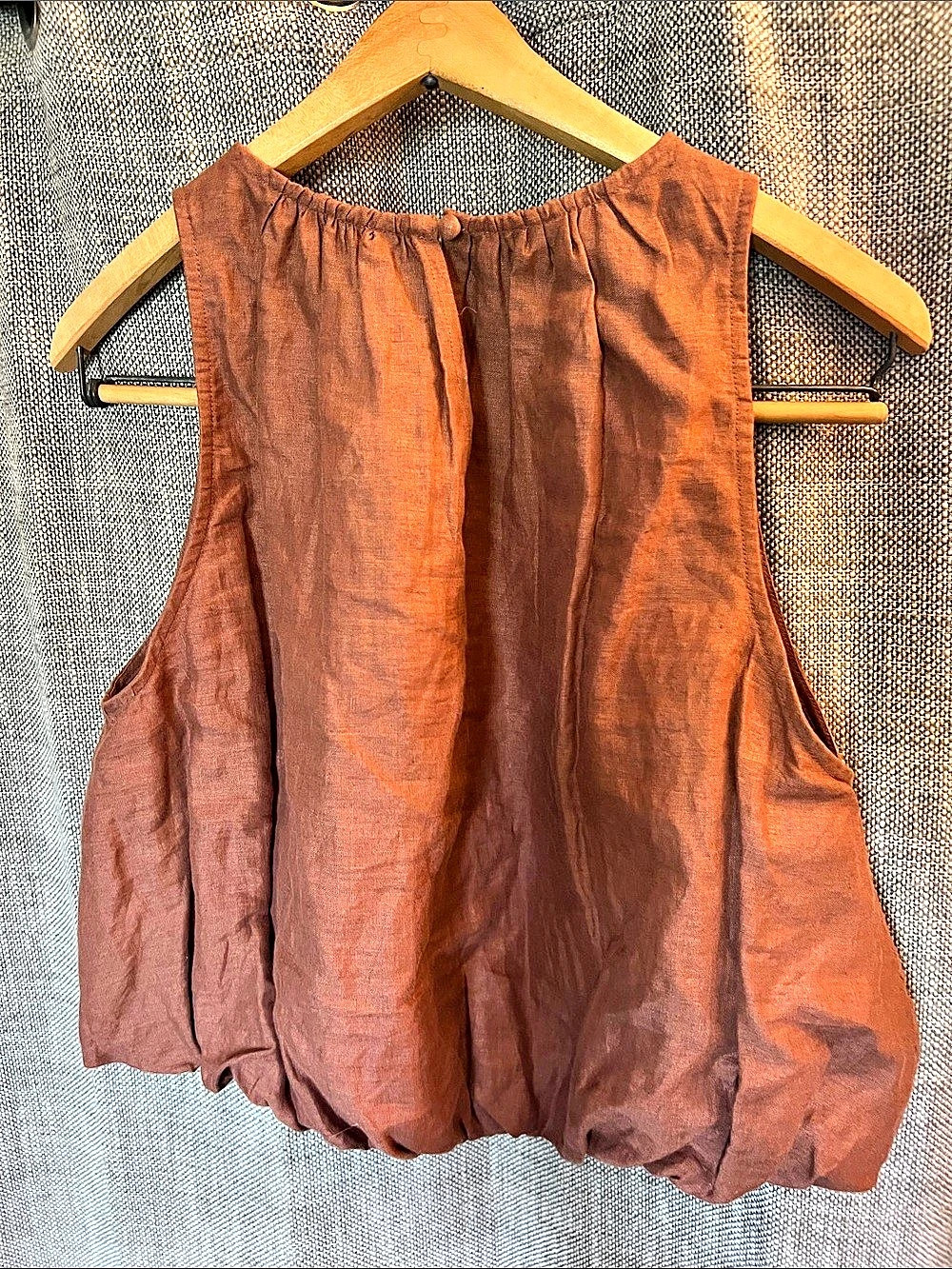 Anthropologie Linen Blend Bubble Hem Top